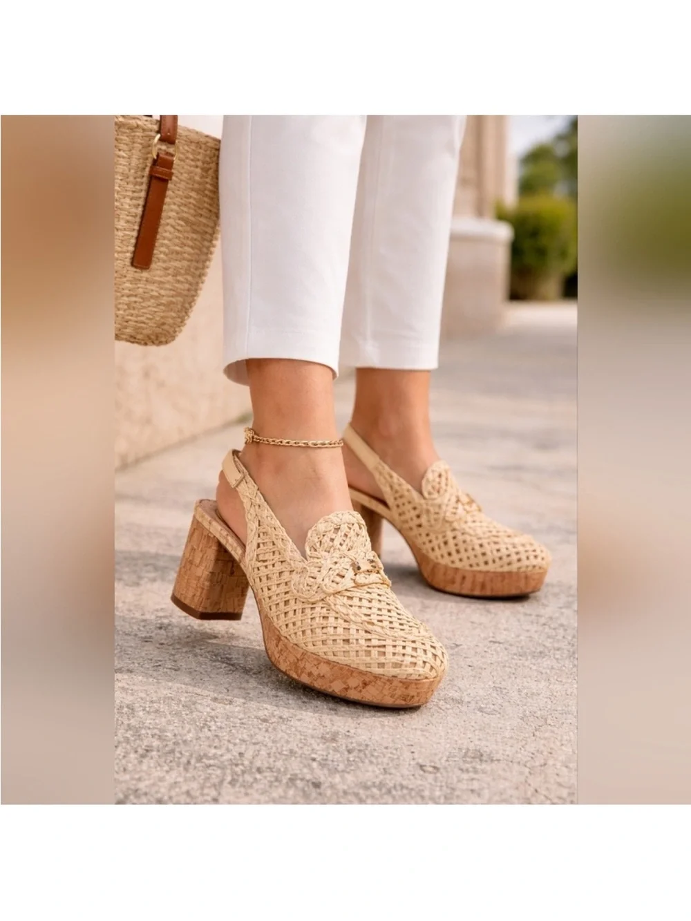 Aerosoles Santina Platform Pump Natural Beige Raffia